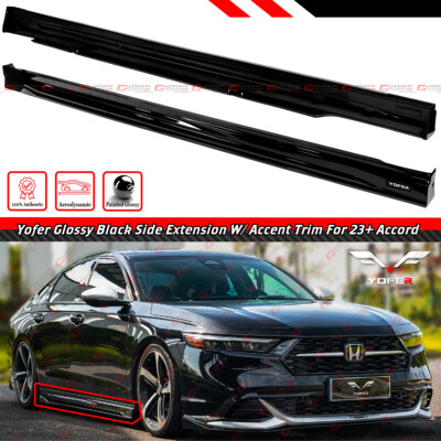 For 2023-2026 Honda Accord Yofer Design V2 Gloss Black Side Skirt Extension Kit