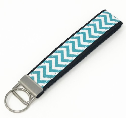 Custom Fabric Cotton Wristlet Key Fob with keyring - Picture 7 of 10
