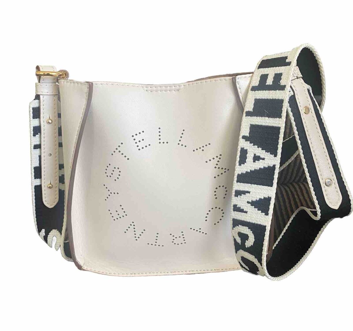 New Stella McCartney Perforated Logo Faux Leather Mini New Stella McCartney Perforated Logo Faux Leather Mini