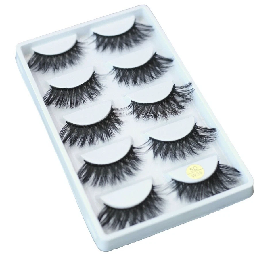 2x5 Pairs False Eyelashes Long Thick Natural Fake Eye Lashes Set Mink Makeup W36 - Image 2 of 4