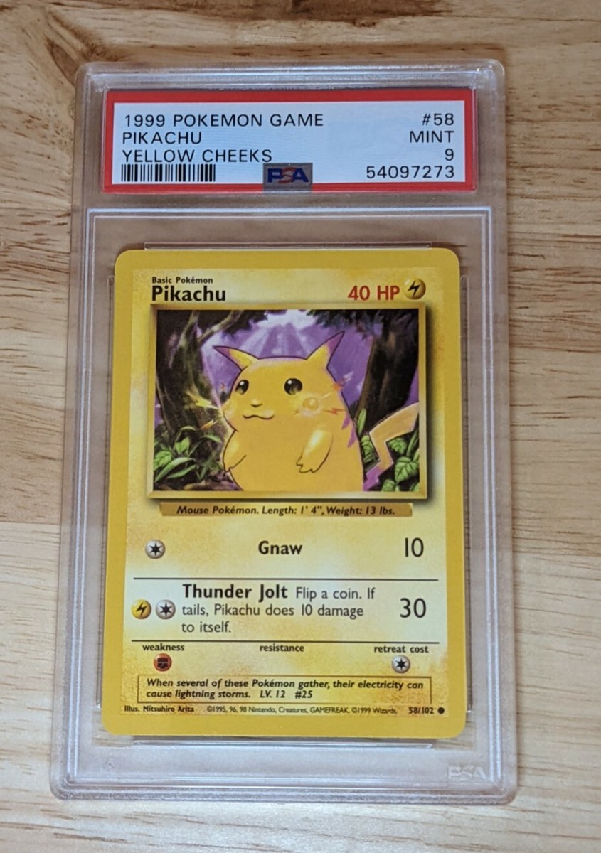 【PSA5】1999 Pikachu Yellow Cheeks ピカチュウ 1999 Pokemon Pikachu Yellow Cheeks PSA 9 (MINT) #58/102
