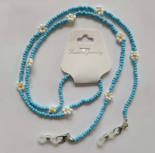 Brillen Schlüsselband Halskette Blume Perlen Gesichtsmaske Halter Erwachsene Kind 29" Neu in Verpackung - Bild 6 von 11