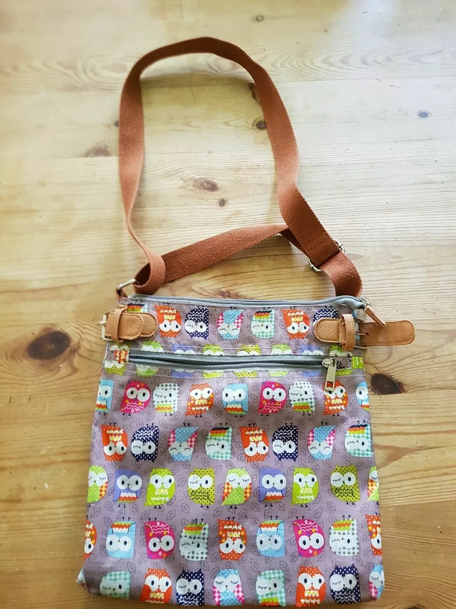 Owl and Oak Tree Cross Body Handbag Purse - Waxed Canvas Bag - Screen  Printed Fabric