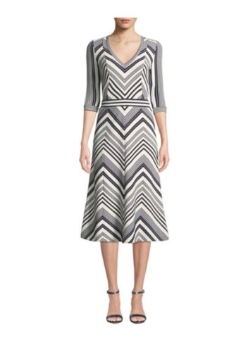 Badgley Mischka Chevron Midi Dress Size 6 8 $430 - Picture 2 of 4