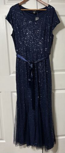 Candalite Navy Blue Sequin Dress Formal Special Occasion Wedding NWT Size XL