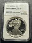 American Silver Eagle 1989 Ounce Silver Coin: NGC PF 69 Ultra Cameo-BSTK0424-13