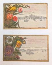 HAVERHILL MA LONGFELLOW APOTHECARY DRUG STORE LOT OF 2 AD FLORAL TRADE CARDS