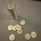 1964 50 Silver Roosevelt Dimes. 50 coin roll , Brilliant Uncirculated !
