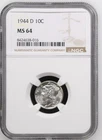 1944 D 10C NGC MS 64 Mercury Dime