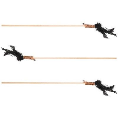 3 Pcs Cat Teaser Toys with Plume and Bells for Interactive Play