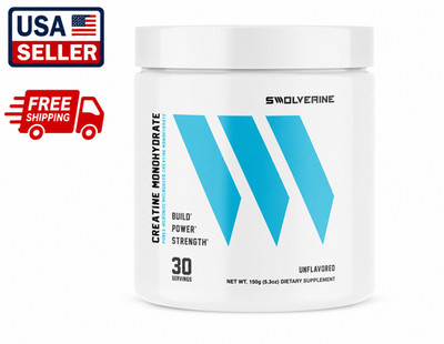 Swolverine Creatine Monohydrate Powder 150g 30 Servings Micronized Unflavored