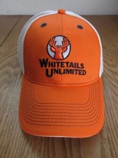 Vintage Whitetails Unlimited Trucker Hat -Orange Cotton/White Mesh -1 Sz -Unworn