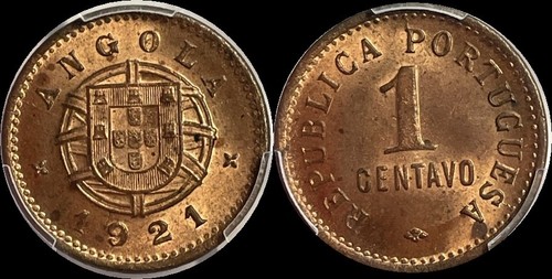 1921 Angola 1 Centavo PCGS MS64RB