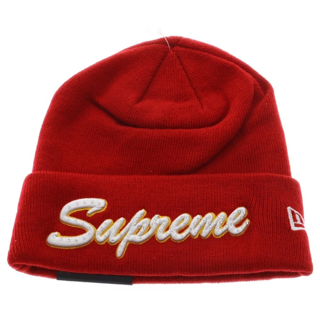 SUPREME 18AW NEW ERA SCRIPT BEANIE LOGO TRICOT ROUGE Occasion 11d542ea1a099505319860fb1c