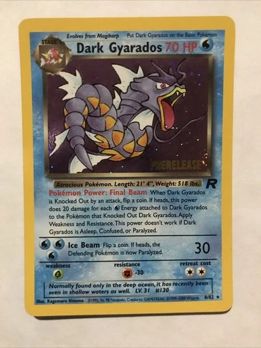 Dark Gyarados 8/82 Holo Team Rocket Prerelease Promo Pokemon Card - NM