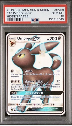 POKEMON UMBREON GX 2019 SUN & MOON HIDDEN FATES #SV69 FA PSA 10
