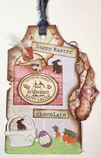 Easter Tags Pockets Basket Chocolate Bunny Eggs Carrots OOAK 7 3D Handmade