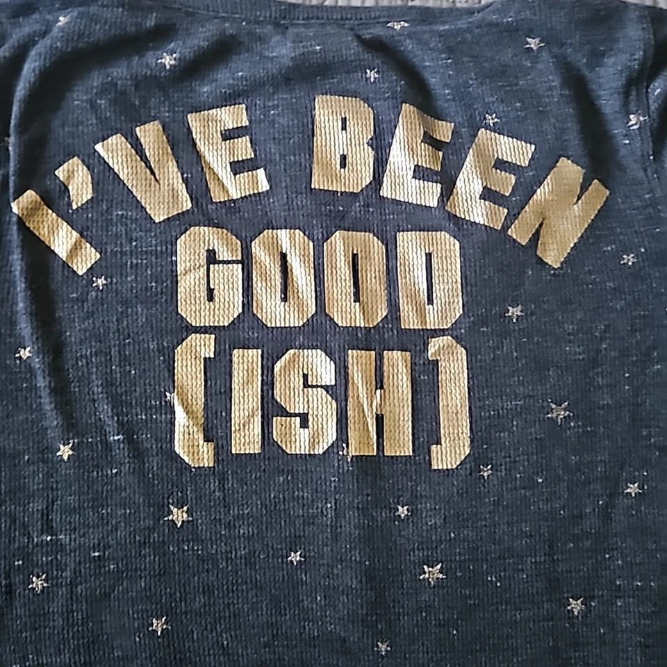 Victoria's Secret Rosa I've been Good Gris Ropa de Dormir Camisa Manga Larga Talla L Foto 4 de 4