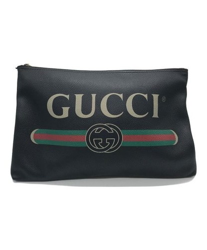 Sac pochette portefeuille vente Gucci cuir noir authentique
