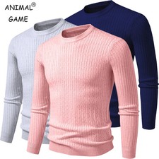 new Mens Crew Neck Sweaters Long Sleeve Lightweight Knit Dress Pullover Sweaters