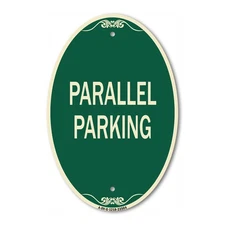 SignMission Designer Series Sign - Parallel Parking 12" x 18" Aluminum Oval Sign