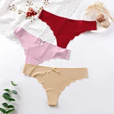 Womens Sexy Panties Ice Silk Thong G-string Lingerie Low-Rise Seamless Underwear