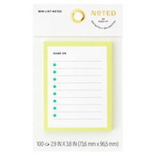 Noted by Post-it Sports Court 3"x4" List Sticky Notes Green 100 Sheets