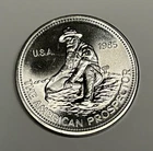 1985 1oz 999+ Fine Silver Engelhard Mint The American Prospector USA Round
