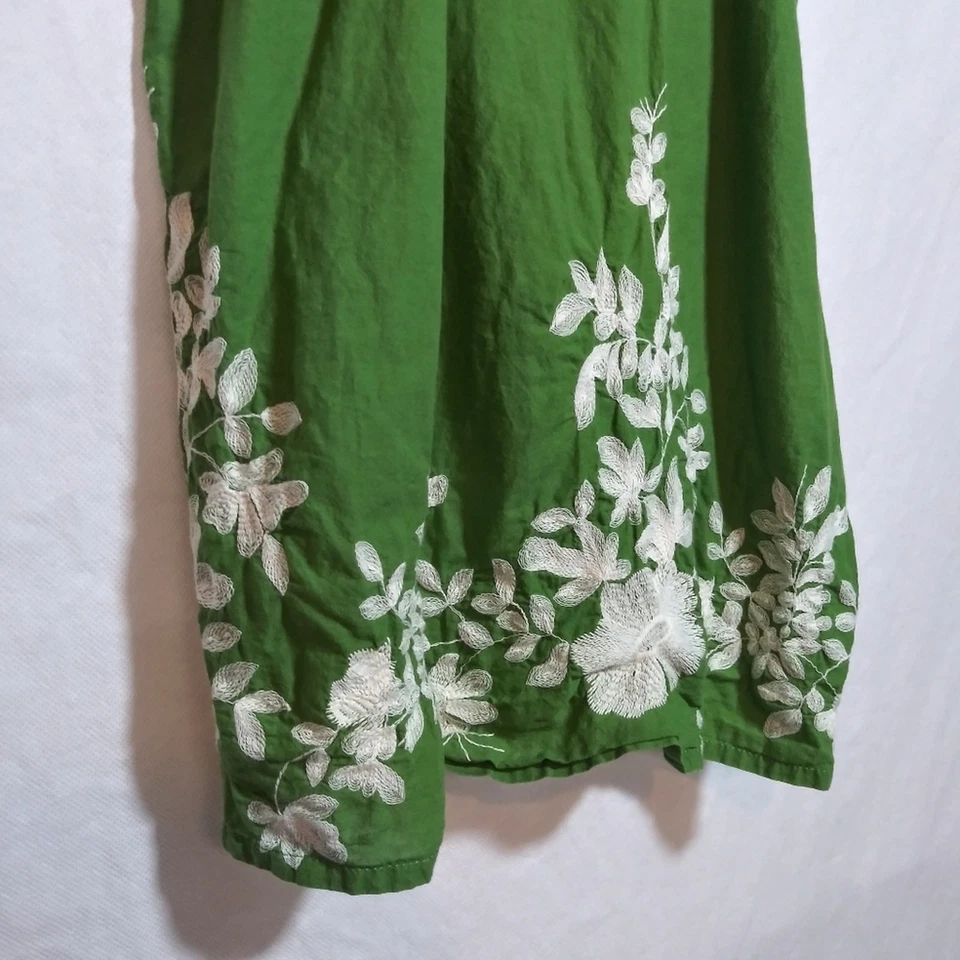 Angie Green Floral Embroidered Babydoll Tank Top Natural Size Small - Image 4 of 4