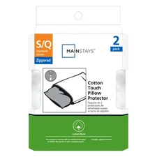 Mainstays Standard/Queen Pillow Protector -2 Pack,Cotton Touch,White with Zipper