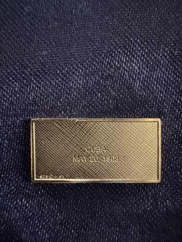 FRANKLIN MINT: MINIATURE FLAG CUBA 925 STERLING SILVER GOLD PLATED 80S INGOT - Picture 3 of 5