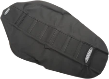 SDG 95943 6-Ribbed Seat Cover for Motorcycle - Black Ribs/Top/Sides