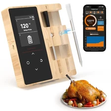 Smart Wireless Meat Thermometer with 2 Color-Coded Probes,Standalone Display ...