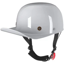 Baseball Style Cap Retro Motorcycle Helmet Unisex-Adult - DOT Approved Gray