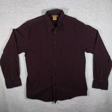 Y Chrome Button Up Long Sleeve Vertical Stripped Men’s Large Black And Red