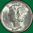 1943-D Mercury Dime Brilliant Uncirculated BU Coin #41734