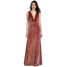 Jenny yoo logan ladies cinnamon rose sleeveless plung deep V velvet dress size 0