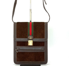 Vintage GUCCI Sherry Shoulder Bag Purse Suede Leather Authentic