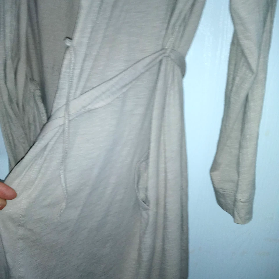 Ropa de dormir Eileen Fisher grandes beige bata bolsillos granate colina algodón orgánico Foto 4 de 4