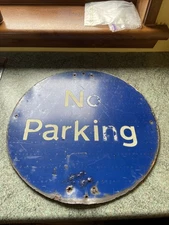 Vintage Industrial Metal No Parking Sign 18in x 18in Approx Free UK Postage