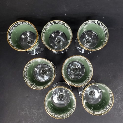 7 Jasperware Jeanette Wedgwood Green Greek Hellenic Cordial Sherry Glasses MCM - Picture 2 of 12