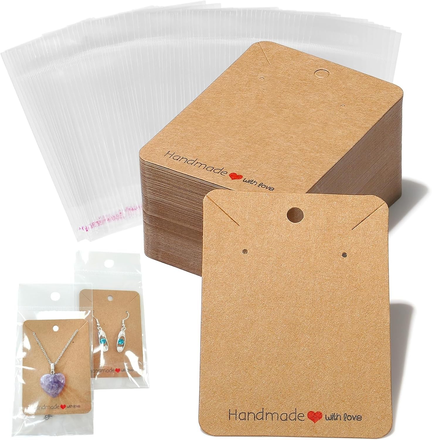 Versatile Earring Cards for Jewelry Display – 100 Pcs with Packaging Bags