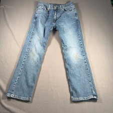 Levis 505 Medium Blue Wash Straight Leg Reg Fit Jeans Mens 32x30 Meas. 32x28 