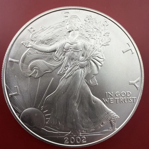 New Listing2002 American Silver Eagle $1 One Ounce .999 Fine Silver BU Premium Year