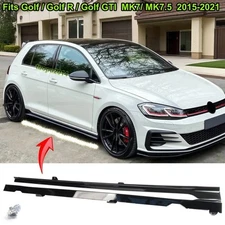 For VW Golf GTI R MK7 MK7.5 Side Skirt Extension TCR Style Gloss Black 2015-2021