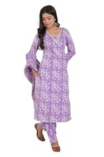 Women's Printed Calf Length Straight Kurta  Afgani Pant With Dupatta Set