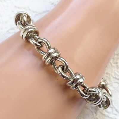 Unique Vintage 7.5  Figure 8 Chain Link Cable Bracelet Silver Plated 45 Grams