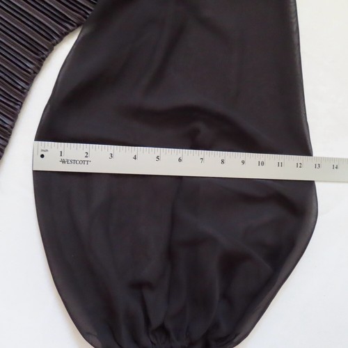 O Flux Dress Womens M Black Satin Pleated Long Sleeve Coquette Cocktail Wedding - Picture 16 of 23