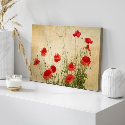 Wall26 Stampa su Tela Floreale Pastello Rosso Papavero Fiori Vintage Wall Art - Foto 5 di 7