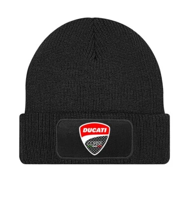 BEECHFIELD Ducati Biker Logo Schwarze Beanie Strickmutze- STRICK169 -SW